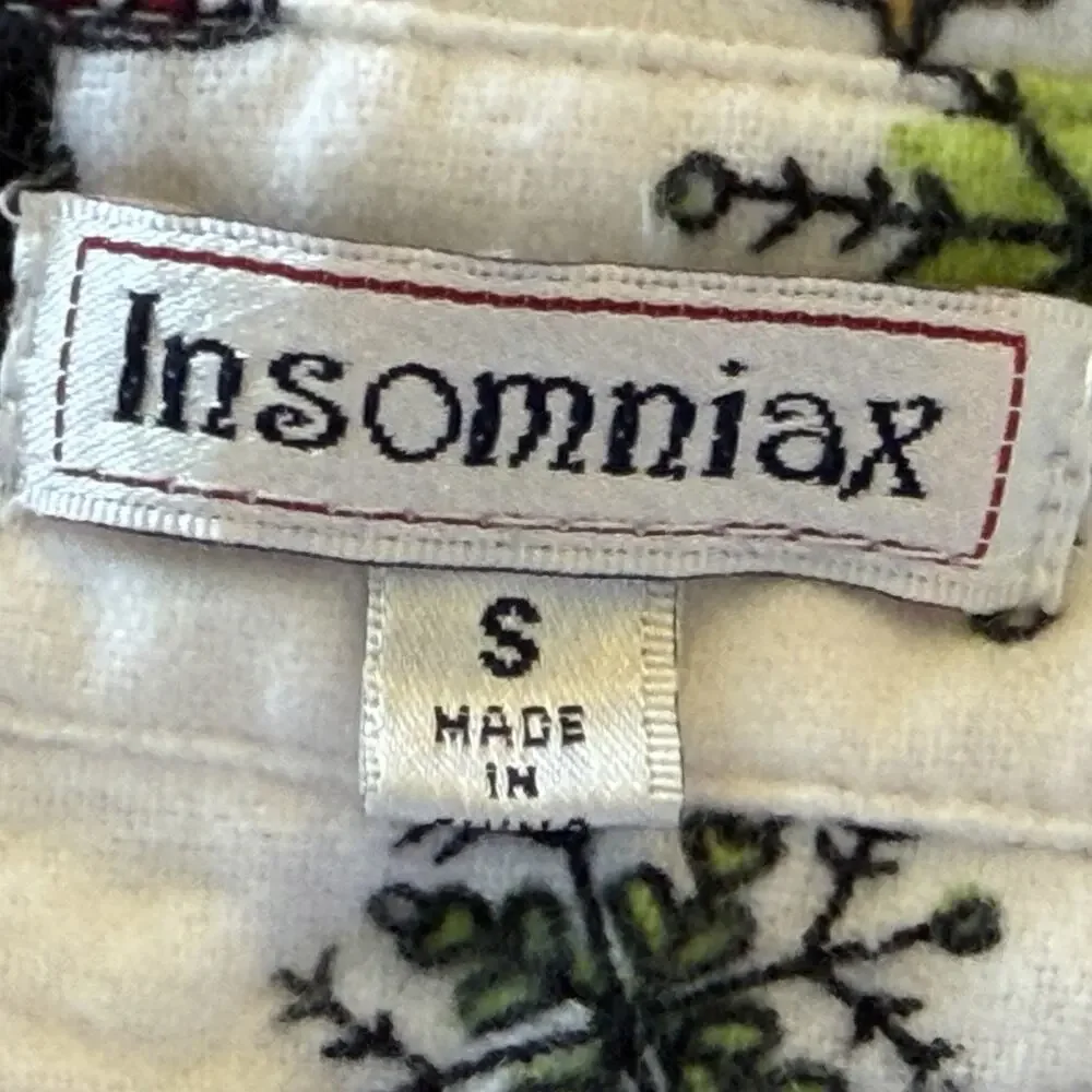 Insomniax Flannel‎ Christmas Print Sleep Shirt Womens Size Small Penguins Trees